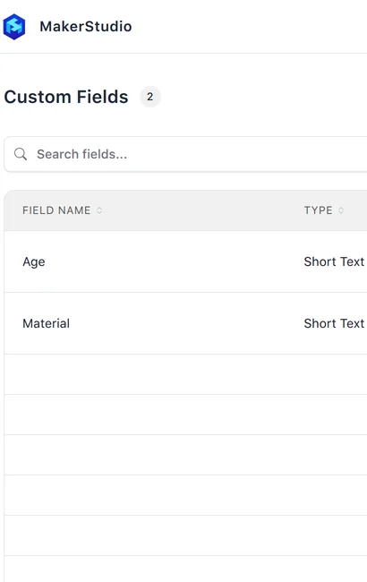Custom Fields list with Material and Age fields and their conditions